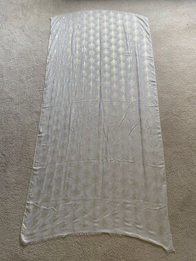 Light Cream Scarf with Gold Leaf Motif 76” x 36”